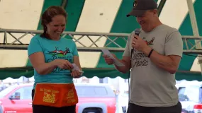 Drawing a winning ticket at the Summer Frolic raffle